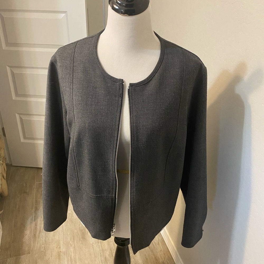 J.Crew Collarless Cropped Wool Bomber Jacket